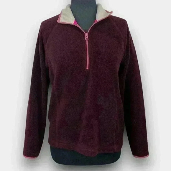 🔵 2/$15 ~ Jalouze‎ ladies medium 1/2 zip light sweater  fleece burgundy - Picture 1 of 7